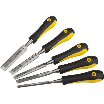 18205-H5 | Набор стамесок с двухкомпонентными ручками, 6/10/12/16/20мм, 5шт, STAYER PROFI-0