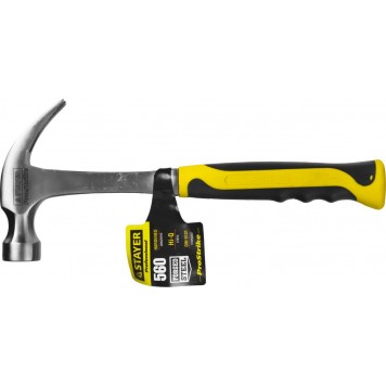 2025-560 | 560 г молоток-гвоздодёр цельнометаллический столярный, STAYER STRIKE-2