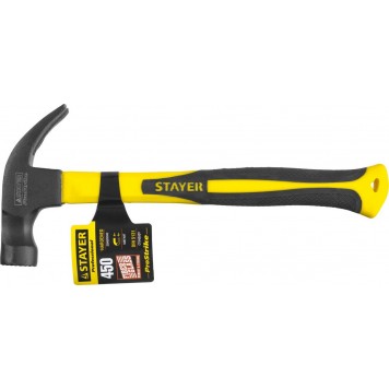 2027-450 | 450 г молоток-гвоздодёр столярный c фиберглассовой рукояткой, STAYER FIBERGLASS-2
