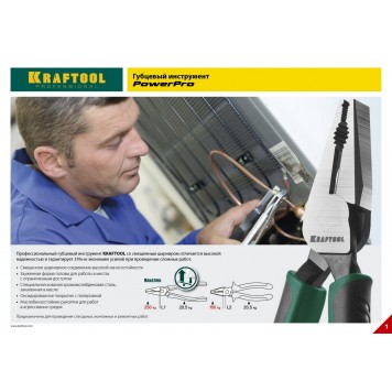 22001-3-20_z01 | Тонкогубцы, CrMo-сталь, покрытие оксидированное с полировкой, 200мм, KRAFTOOL POWERPRO-1