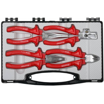 22002-H4 | Набор Губцевые инструменты, диэлектрические ручки 1000 В, 4 предмета, KRAFTOOL AVIA-0