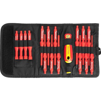 220092-H18 | Набор: Высоковольтные отвертки, сменные стержни, ключи специальные, до 1000В, 18 предм, KRAFTOOL Х-DRIVE ELECTRO-3