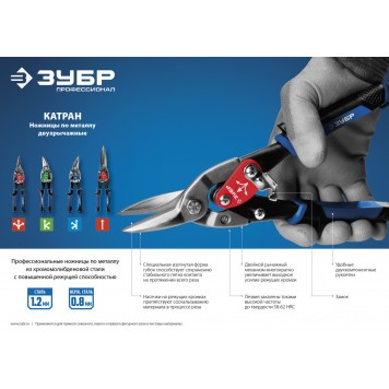 23130-R | Ножницы по металлу, 250 мм, правые, Cr-Mo, Катран, ЗУБР ПРОФЕССИОНАЛ-2