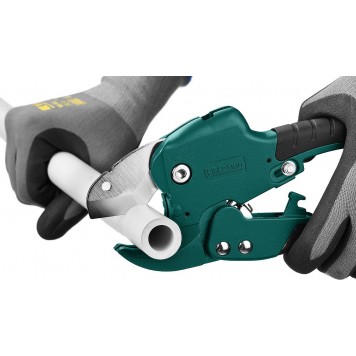 23406-42 | Ножницы 2-в-1 автоматические для всех видов пластиковых труб и небольших плоских пластиковых деталей, d=42 мм (1 5/8"), KRAFTOOL GX-700-9