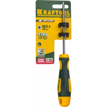 250075-4-100 | Отвертка, Cr-Mo-V сталь, двухкомпонентная противоскользящая рукоятка, HEX, №4x100мм, KRAFTOOL-3