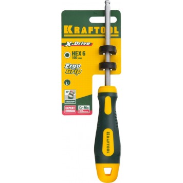 250075-6-100 | Отвертка, Cr-Mo-V сталь, двухкомпонентная противоскользящая рукоятка, HEX, №6x100мм, KRAFTOOL-3