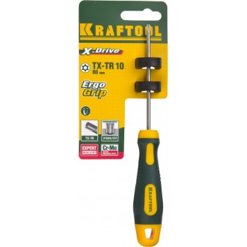 250077-10-080 | Отвертка, Cr-Mo-V сталь, двухкомпонентная противоскользящая рукоятка, TORX Hole, №10x80мм, KRAFTOOL-3