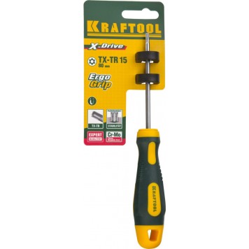 250077-15-080 | Отвертка, Cr-Mo-V сталь, двухкомпонентная противоскользящая рукоятка, TORX Hole, №15x80мм, KRAFTOOL-3