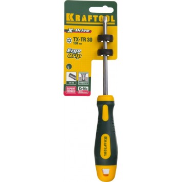 250077-30-100 | Отвертка, Cr-Mo-V сталь, двухкомпонентная противоскользящая рукоятка, TORX Hole, №30x100мм, KRAFTOOL-3