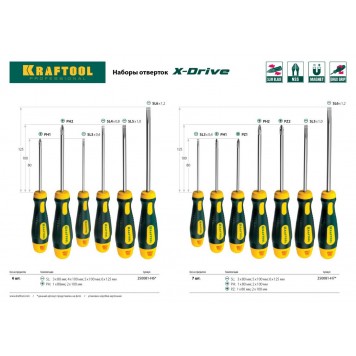 250081-H6 | Набор отверток, Cr-Mo-V сталь, 6шт, KRAFTOOL X-DRIVE-3