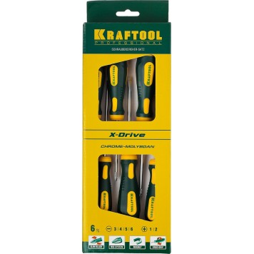 250081-H6 | Набор отверток, Cr-Mo-V сталь, 6шт, KRAFTOOL X-DRIVE-4