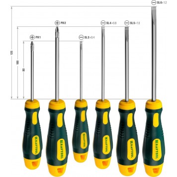 250081-H6 | Набор отверток, Cr-Mo-V сталь, 6шт, KRAFTOOL X-DRIVE-5