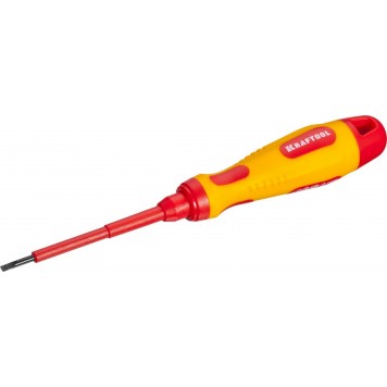 250083-2.5-075 | Отвертка, высоковольтная, Cr-Mo-V стержень, двухкомпонент. маслобензостойкая рукоятка, SL, 2,5х75мм, KRAFTOOL-0