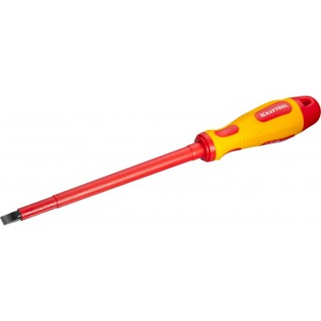 250083-8.0-175 | Отвертка, высоковольтная, Cr-Mo-V стержень, двухкомпонент. маслобензостойкая рукоятка, SL, 8,0х175мм, KRAFTOOL-0