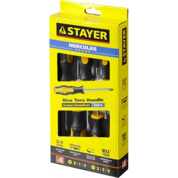 25055-H6_z02 | Набор: Отвертки, Cr-V, эргономичная двухкомпонентная рукоятка, 6шт, STAYER HERCULES-1