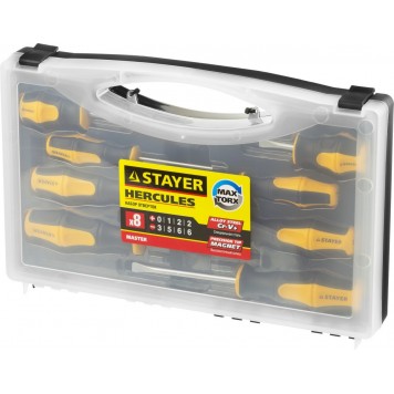 25055-H8_z02 | Набор: Отвертки, Cr-V, эргономичная двухкомпонентная рукоятка, 8шт, STAYER HERCULES-1