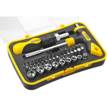 25084-H43 | Набор: Отвертка реверсивная, Т-образная отвертка-битодержатель, адаптер для торц голов, 43 предм, STAYER HERCULES-0