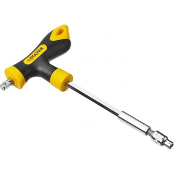 25084-H43 | Набор: Отвертка реверсивная, Т-образная отвертка-битодержатель, адаптер для торц голов, 43 предм, STAYER HERCULES-8