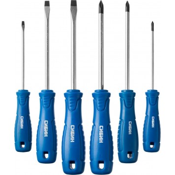 25086 | Набор: Отвертки с закаленным стержнем, маслобензостойкая рукоятка, в блистере, 6 предметов, СИБИН-0