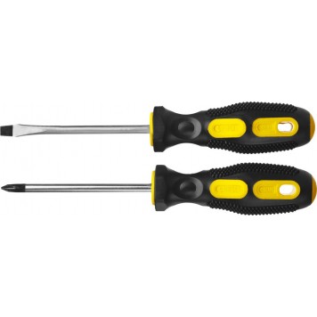 2513-H2_z01 | Набор: Отвертки слесарные, двухкомпонентная рукоятка, магнитный наконечник, 2 / 6мм - 100мм, 2шт, STAYER MASTER-0