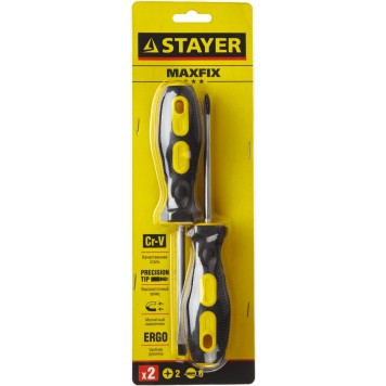 2513-H2_z01 | Набор: Отвертки слесарные, двухкомпонентная рукоятка, магнитный наконечник, 2 / 6мм - 100мм, 2шт, STAYER MASTER-2