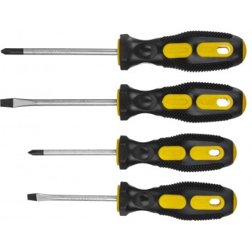 2513-H4_z01 | Набор: Отвертки слесарные, двухкомпонентная рукоятка, магнитный наконечник, 4шт, STAYER MASTER-0