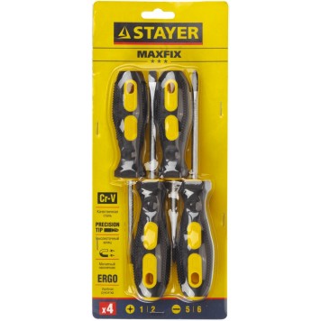 2513-H4_z01 | Набор: Отвертки слесарные, двухкомпонентная рукоятка, магнитный наконечник, 4шт, STAYER MASTER-2
