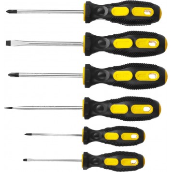 2513-H6_z01 | Набор: Отвертки слесарные, двухкомпонентная рукоятка, магнитный наконечник, 6шт, STAYER MASTER-0