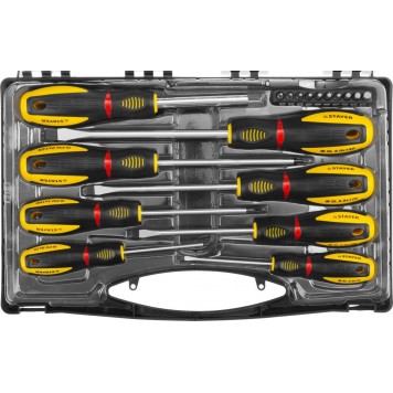 25133-H8_z02 | Набор "PROTech": Отвертки, Cr-Mo, двухком рукоят, отвертки 7шт, отвертка-битодержатель, биты 10шт, STAYER PROFESSIONAL-0