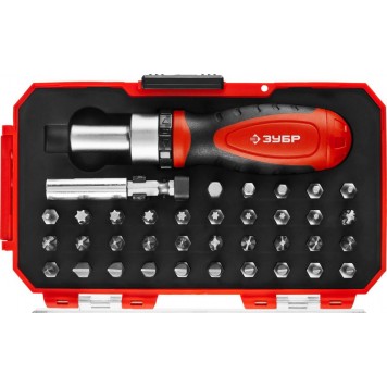 25164-H37 | Набор: Отвертка с насадками, Cr-V сталь, в компактном боксе, ЗУБР МАСТЕР-0