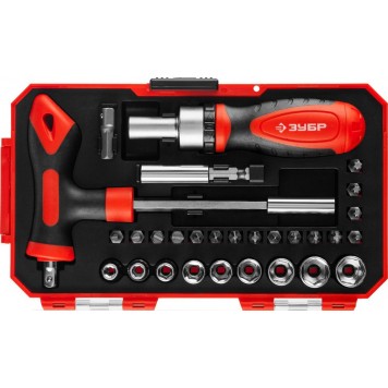 25168-H29 | Набор: Отвертка с насадками, Cr-V сталь, в компактном боксе, ЗУБР МАСТЕР-0