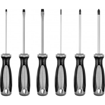 25186 | Набор отверток, закаленный стержень, двухкомпонентная рукоятка, в коробке, 6 предметов, MIRAX-0