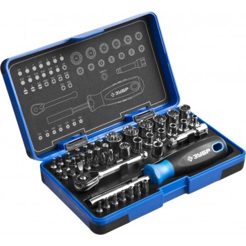 25283-H47 | Набор: Отвертка с двухкомп рукояткой, насадки и мини трещетка, 47 предм, пластиковый бокс, ЗУБР ПРОФИ-4