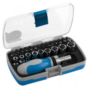 25288-H38 | Набор Отвертка реверс.с насадками, 2-хкомпон. ручка, HEX1/4" - SQ1/4",в пласт. боксе, 38 пред., ЗУБР ЭКСПЕРТ-0