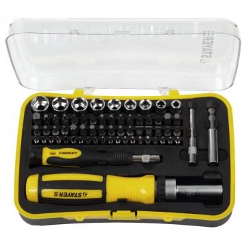 25310-H65 | Набор: Отвертка реверсивная с эргономичной ручкой, с насадками, в пластмассовом боксе, 65 предметов, STAYER MASTER-0
