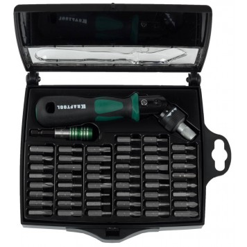 25555-H52 | Отвертка реверсивно-рычажная, с битами и головками, 52шт, KRAFTOOL EXPERT-0