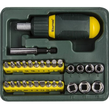 25556-H29 | Набор Отвертка реверсивная с битами и торцовыми головками, 29 предметов, KRAFTOOL-0
