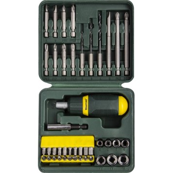25556-H43 | Набор Отвертка реверсивная с битами и торцовыми головками и сверлами, 43 предм, KRAFTOOL-0
