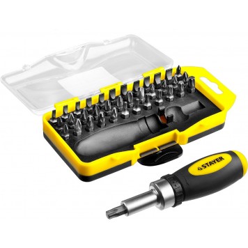 2557-H38 | Отвертка реверсивная в наборе с битами, Cr-V сталь, 38 предметов, STAYER-3