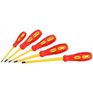 25830-H5 G | Набор: Отвертки диэлектрические, двухкомпонентная рукоятка, Cr-V, 5 предметов, STAYER MAX-GRIP-0