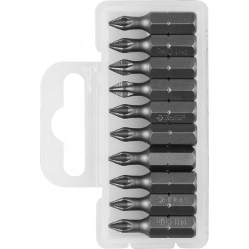 26001-1-25-10 | Биты кованые, хромомолибденовая сталь, тип хвостовика C 1/4", PH1, 25мм, 10шт, ЗУБР МАСТЕР-0