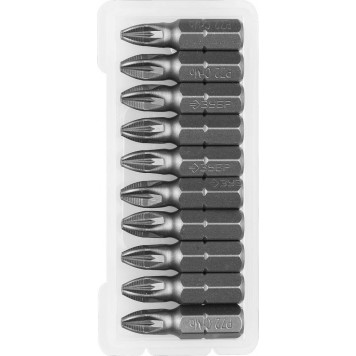 26003-2-25-10 | Биты кованые, хромомолибденовая сталь, тип хвостовика C 1/4", PZ2, 25мм, 10шт, ЗУБР МАСТЕР-0