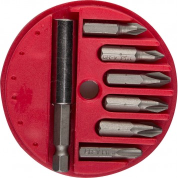 2608-H7_z01 | Набор: Биты с магнитным адаптером в круглом мини-боксе, PH1 (2шт), PH2 (3шт), PH3 (1шт), 7 пред, STAYER MASTER-0