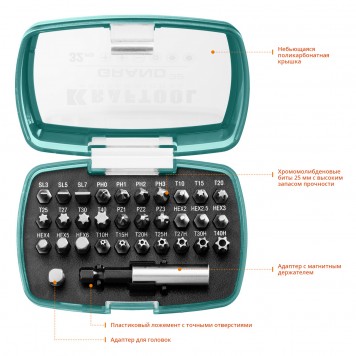 26083-H32 | Набор бит, 32 предмета, Cr-Mo, KRAFTOOL GRAND-4