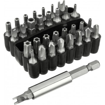 26084-H33 | Набор : Биты СПЕЦИАЛЬНЫЕ Cr-V, с магнитным адаптером, в ударопрочном держателе, 33 предмета, STAYER MASTER-4