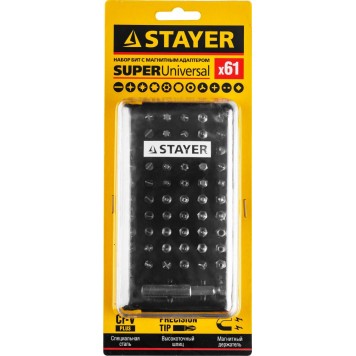 26084-H61 | Набор: Биты CR-V, с магнитным адаптером, 61 предмет, STAYER SUPER UNIVERSAL-3