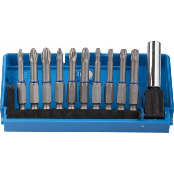 26091-H11 | Набор: Биты из хромомолибденовой стали, 10 бит - обточенные 50мм, адаптер, 11 предметов, ЗУБР-0