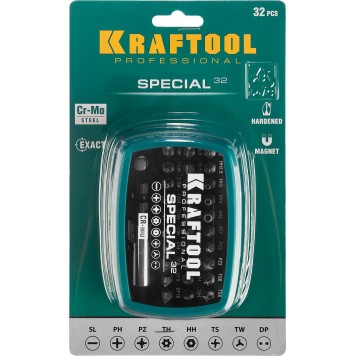 2610-H32 | Набор специальных бит, 32 предмета, Cr-Mo, KRAFTOOL SPECIAL-32-3