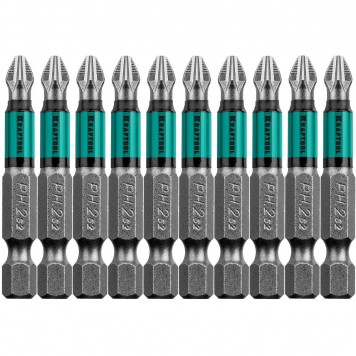 26122-2-50-10 | Биты, PH2, 50 мм, тип хвостовика E 1/4", 10 шт в блистере, KRAFTOOL OPTIMUM LINE-0