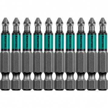 26124-2-50-10 | Биты, PZ2, 50 мм, тип хвостовика E 1/4", 10 шт в блистере, KRAFTOOL OPTIMUM LINE-0